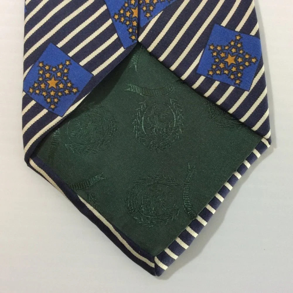 TOMMY‎ HILFIGER MENS TIE NECKTIE Italian Silk USA 4 in Blue Gold Black White
